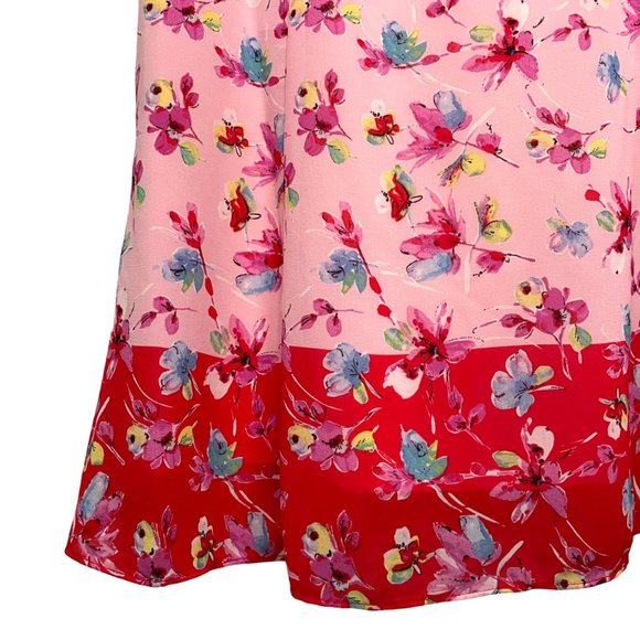 Nanette Lepore Pink Multi Floral Lined Midi Dress Sweetheart Neckline Women’s 6 - Picture 6 of 11